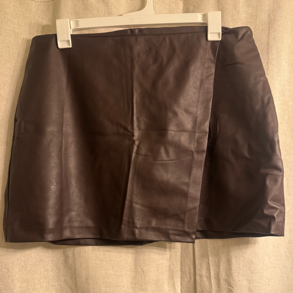 Dark Brown Leather Mini Skirt - Picture 4 of 4
